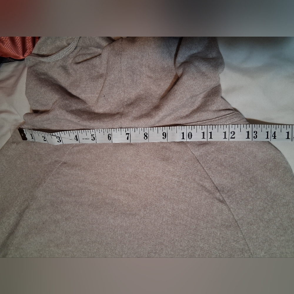 "I Cannot Live Without Coffee and My Dog” Tunic Hoodie Long Sleeve - Beige Small - Picture 5 of 8